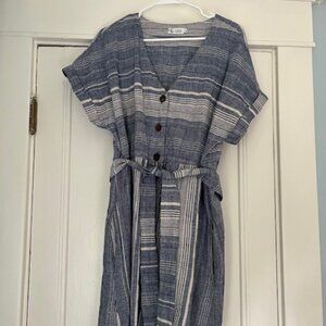 REI Linen button-up dress with sash size Large